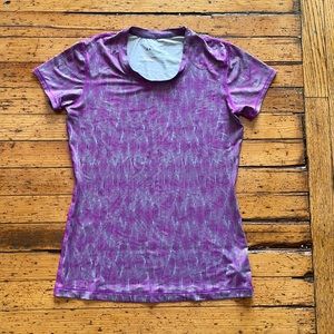Under Armour Heat Gear Short Sleeve Fitted Top Purple Size Small